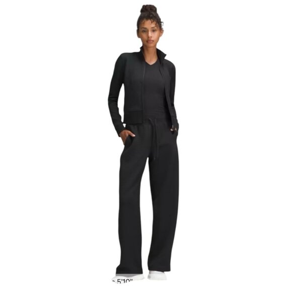 Lululemon Textured High-Rise Wide Leg Track Pant in Black Size 6 - Picture 1 of 11